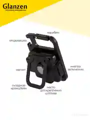 Черный фонарик-брелок светодиодный аккумуляторный type-c c карабином GLANZEN UFL-0500-06 6 Вт
