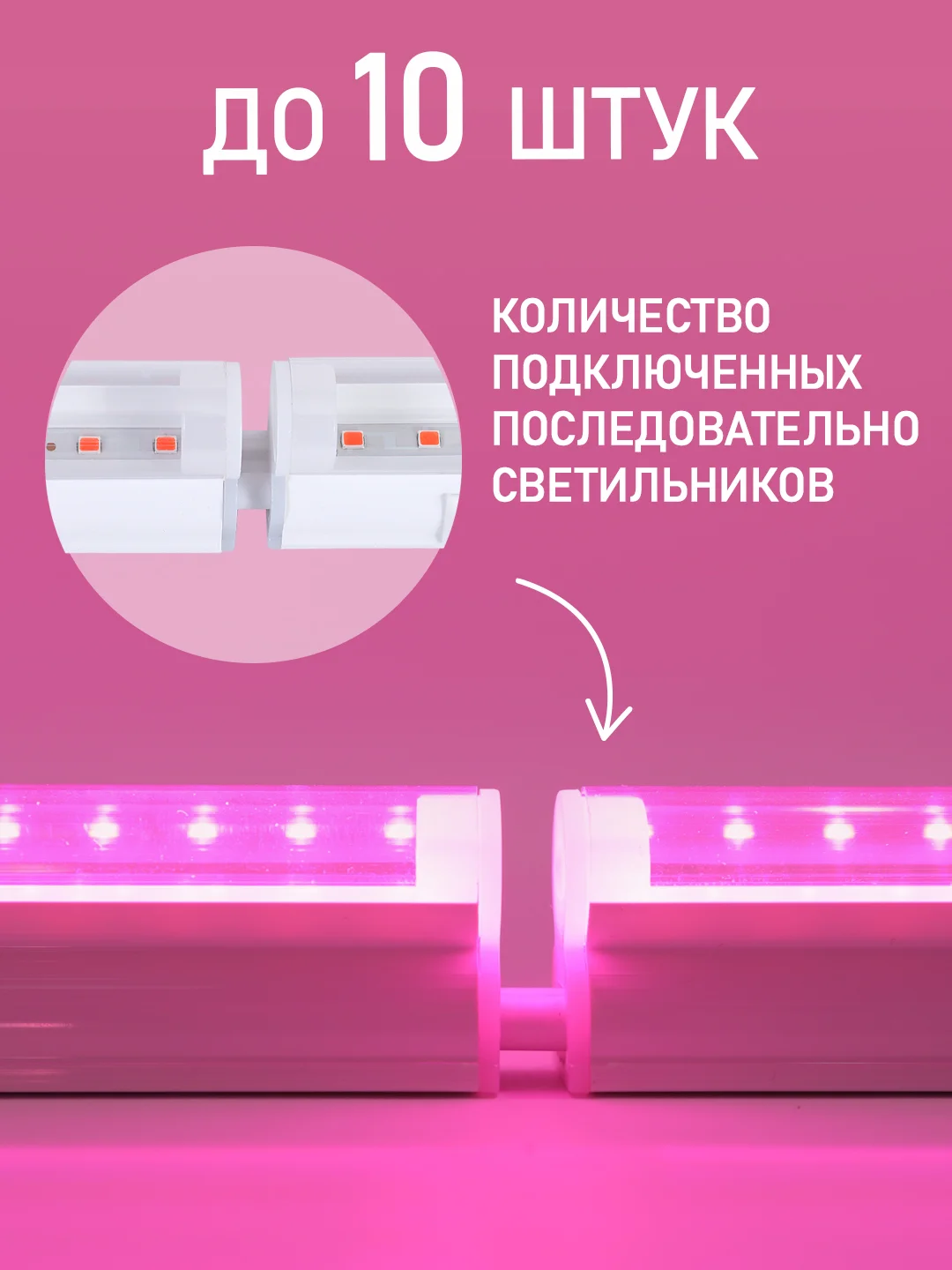 Белый светодиодный линейный фитосветильник/фитолампа для растений 14Вт RPD-0900-14-fito 900 мм