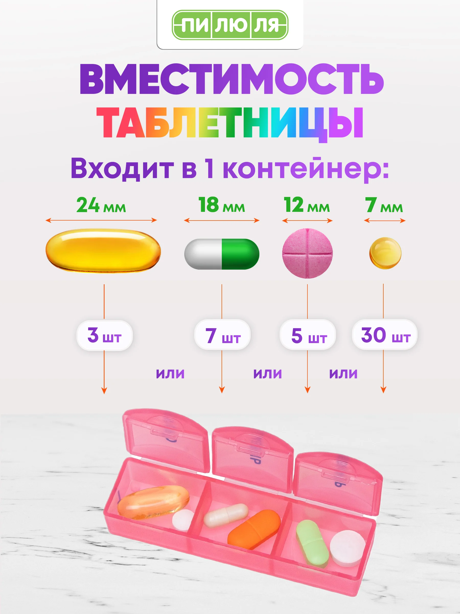 Таблетница Пилюля на месяц Радуга