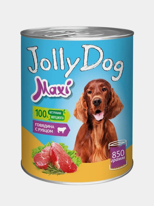 Влажный корм для собак Зоогурман Jolly Dog, говядина с рубцом, 850 г