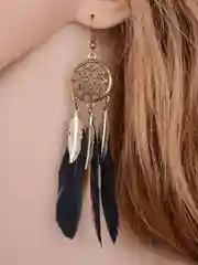 Серьги Ловец снов, натуральные перья