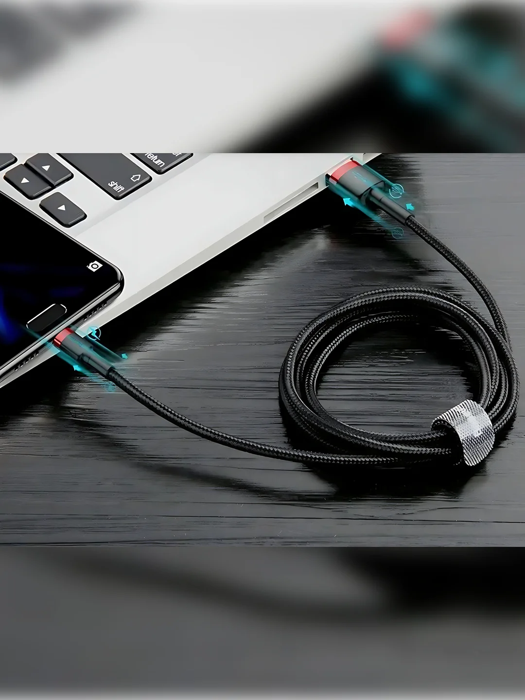 Кабель с быстрой зарядкой Type-C, iPhone, 3A Avimax, USB3.0, хомут на липучке