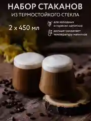 Набор бокалов из термостойкого стекла, 450 мл, 2 шт