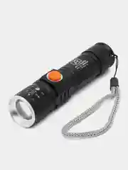 Фонарь ручной  карманный светодиодный, фонарик аккумуляторный с USB зарядкой от сети