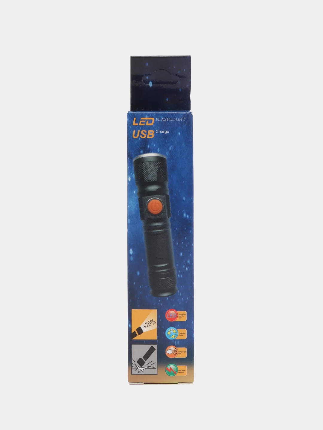 Фонарь ручной  карманный светодиодный, фонарик аккумуляторный с USB зарядкой от сети