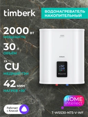 Водонагреватель накопительный Timberk T-WSS30-N73-V-WF, 30л, Wi-Fi, белый