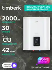 Водонагреватель накопительный Timberk T-WSS30-N73-V-WF, 30л, Wi-Fi, белый
