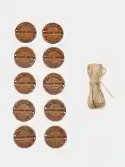 Бирка "Ручная работа, 100% Hand Made" 10 штук с джутовой веревкой в комплекте 5м из ХДФ
