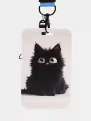 Белый бейдж "Котик" для попуска/карты/проездного школьный со шнурком на новый год
