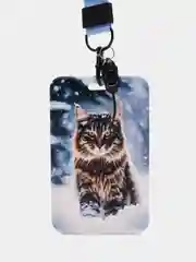 Синий бейдж "Котик" для попуска/карты/проездного школьный со шнурком на новый год