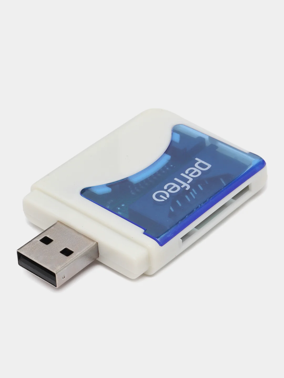 Синий perfeo Card Reader SD/MMC+Micro SD+MS+M2, (PF-VI-R010) цвет зелёный / синий