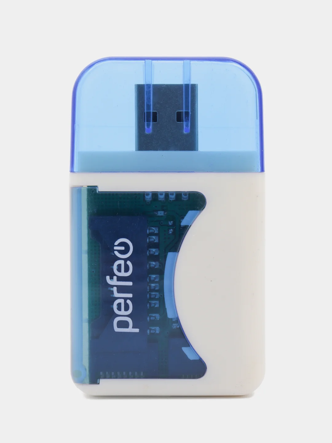 Синий perfeo Card Reader SD/MMC+Micro SD+MS+M2, (PF-VI-R010) цвет зелёный / синий