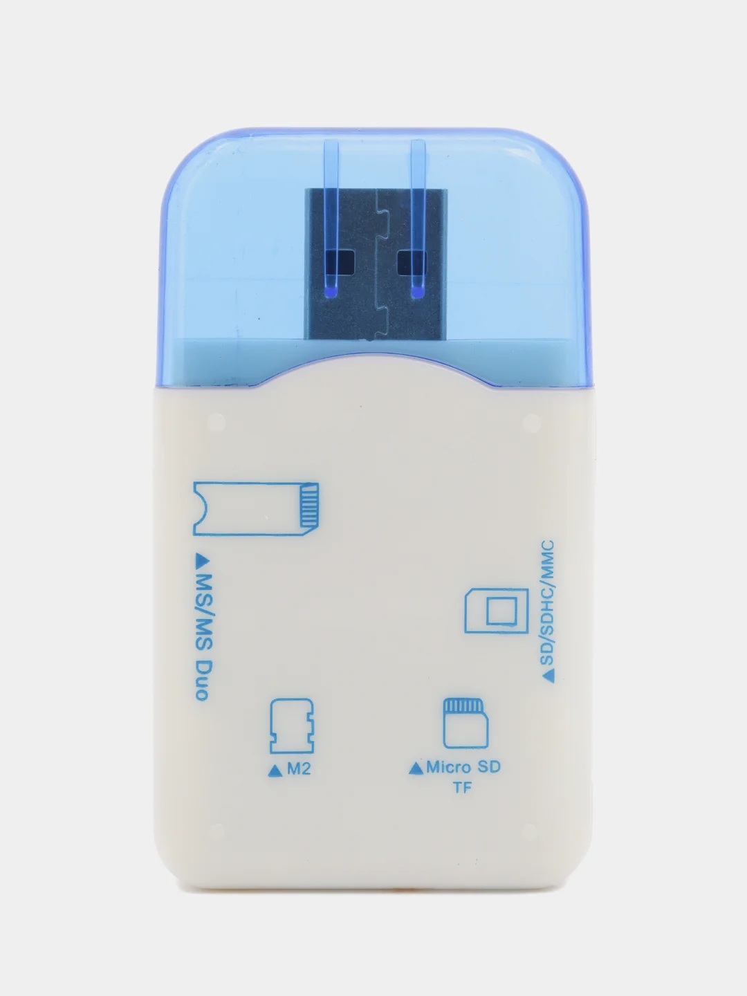 Синий perfeo Card Reader SD/MMC+Micro SD+MS+M2, (PF-VI-R010) цвет зелёный / синий