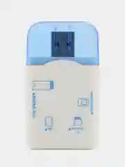 Синий perfeo Card Reader SD/MMC+Micro SD+MS+M2, (PF-VI-R010) цвет зелёный / синий