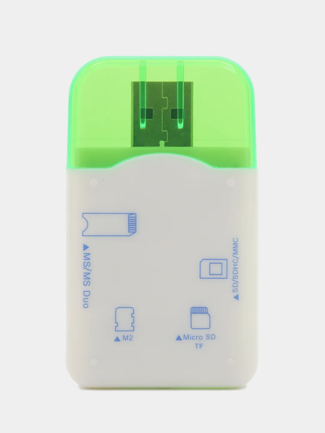 Зеленый perfeo Card Reader SD/MMC+Micro SD+MS+M2, (PF-VI-R010) цвет зелёный / синий