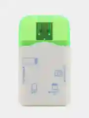 Зеленый perfeo Card Reader SD/MMC+Micro SD+MS+M2, (PF-VI-R010) цвет зелёный / синий