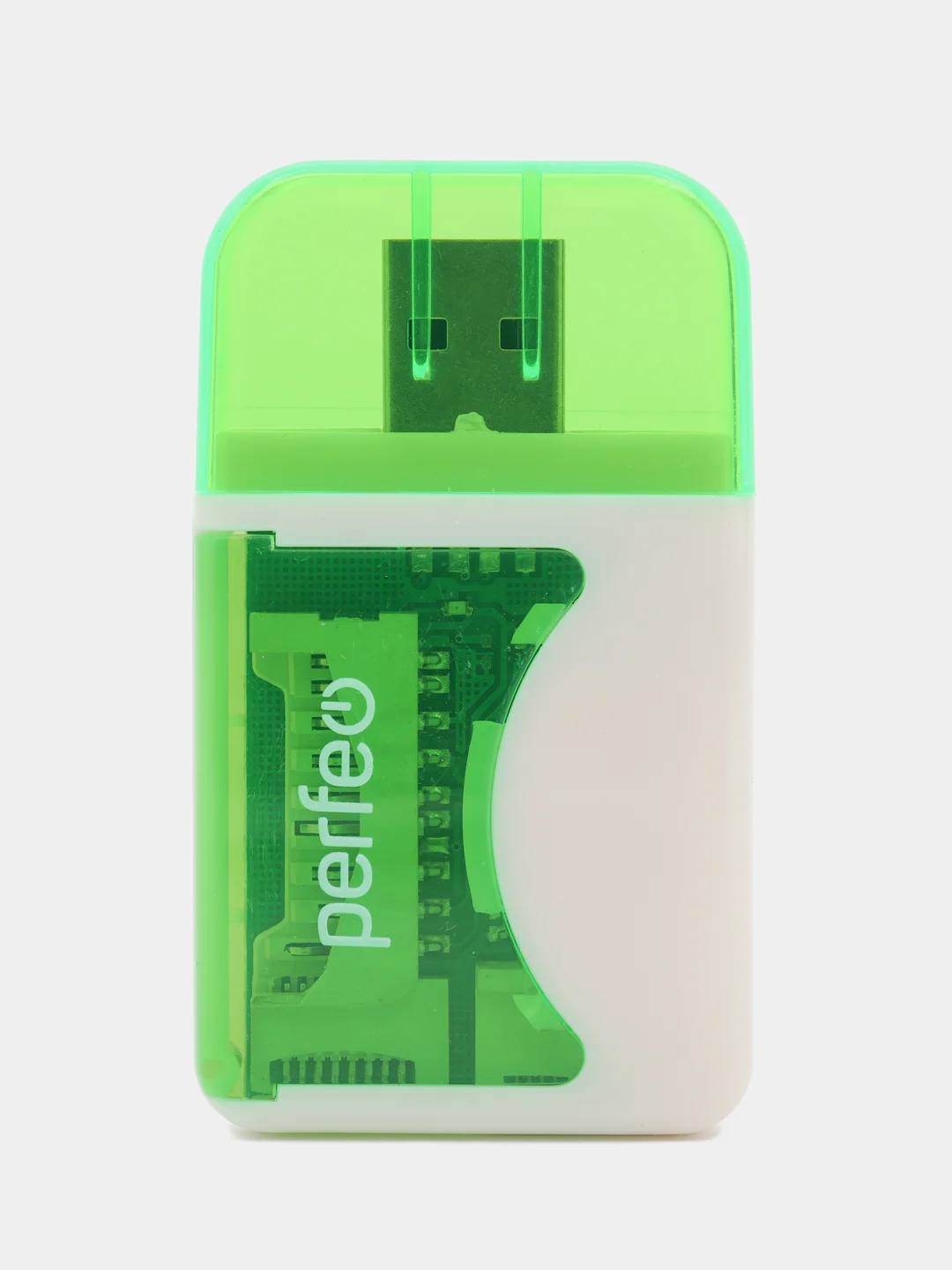 Зеленый perfeo Card Reader SD/MMC+Micro SD+MS+M2, (PF-VI-R010) цвет зелёный / синий