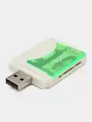 Зеленый perfeo Card Reader SD/MMC+Micro SD+MS+M2, (PF-VI-R010) цвет зелёный / синий