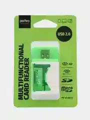 Зеленый perfeo Card Reader SD/MMC+Micro SD+MS+M2, (PF-VI-R010) цвет зелёный / синий
