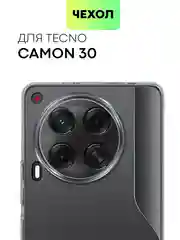 Прозрачный чехол для Tecno Camon 30, 30 5G силиконовый BROSCORP матовый/ прозрачный с защитой камер