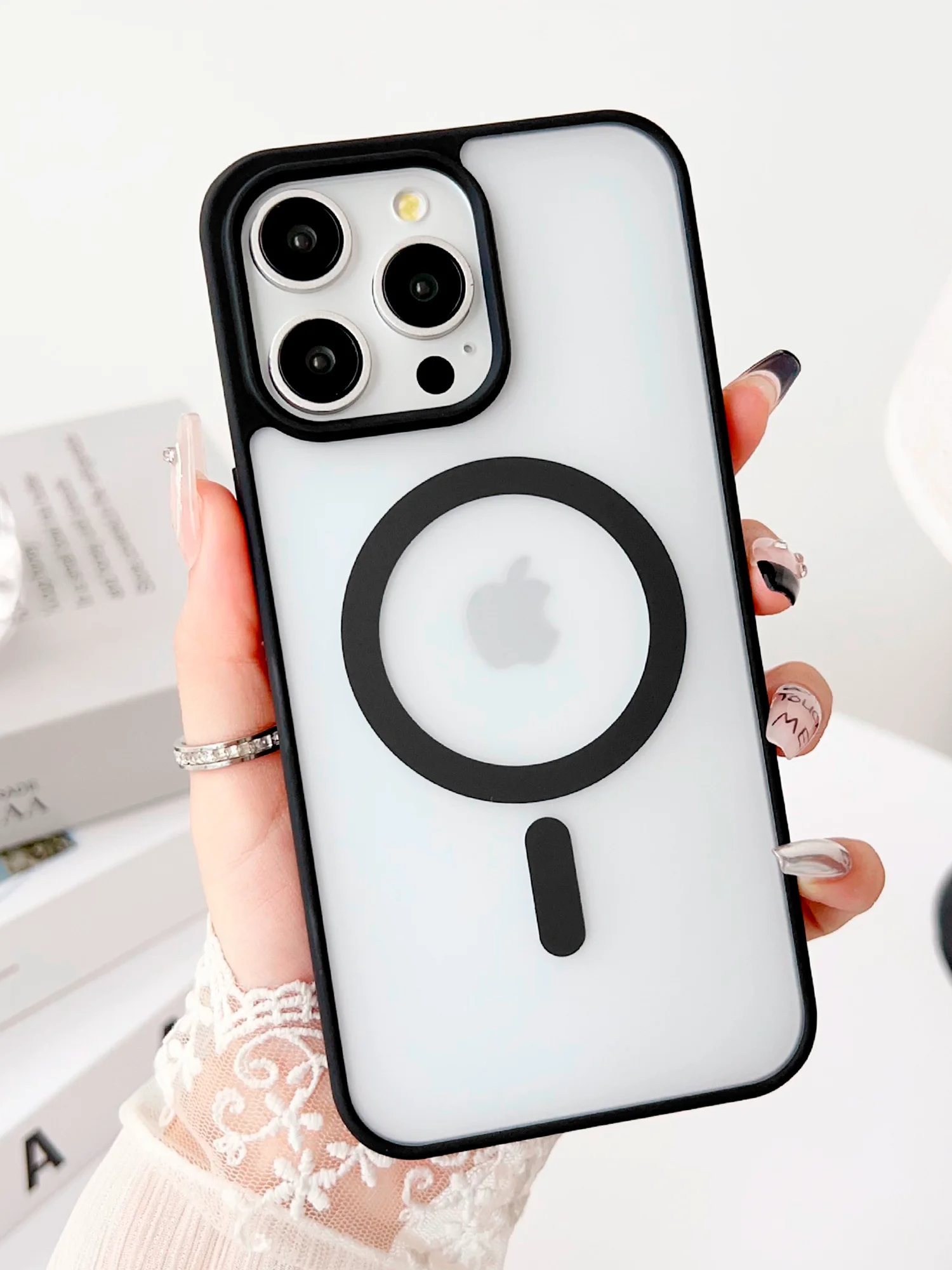 Черный чехол для iPhone 11, 12, 13, 14, 15, 16, Pro, 15 Pro Max MagSafe, чехол на айфон магсейф
