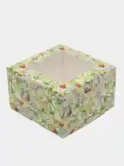 Зеленый коробка для 4 маффинов, капкейков,десертов,трайфлы,стаканов