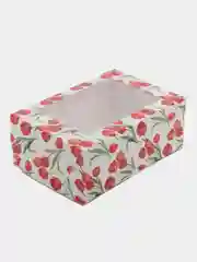 Кораллово-розовый коробка для 6 маффинов, капкейков,десертов,трайфлы,стаканов