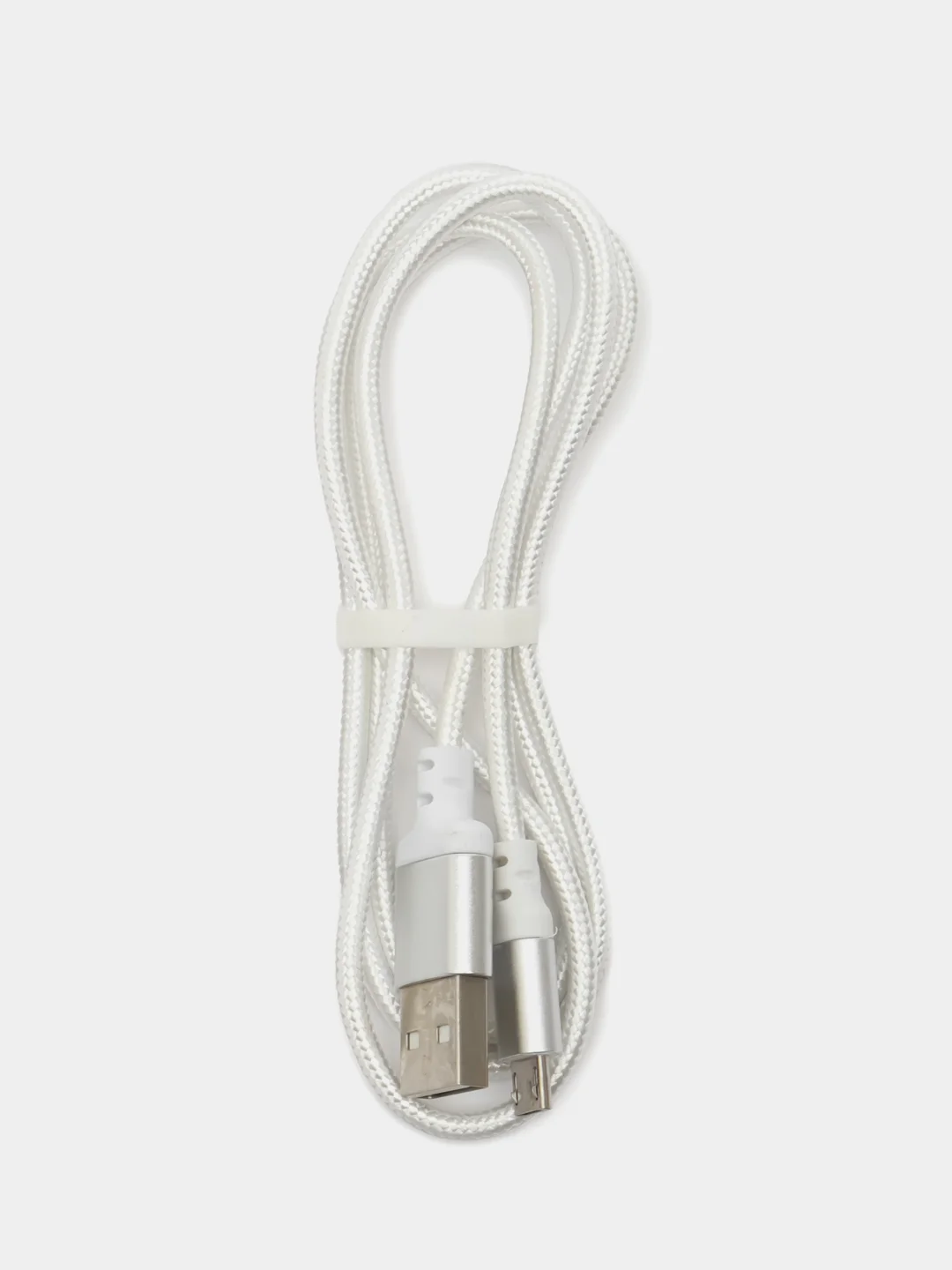 Белый зарядный кабель  Micro USB