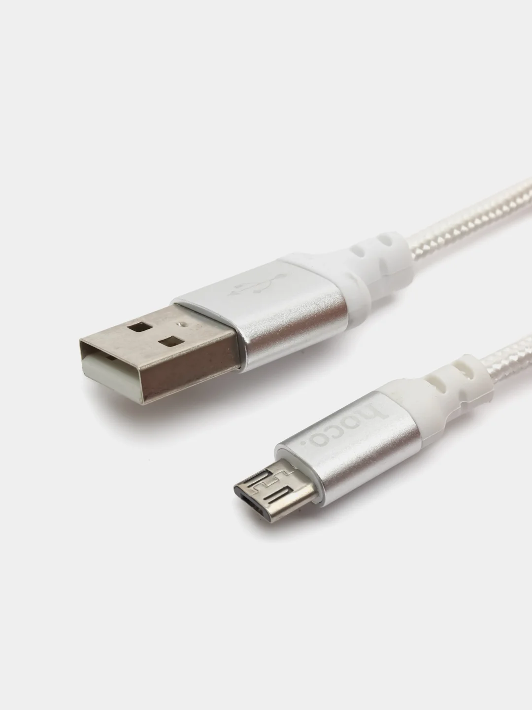 Белый зарядный кабель  Micro USB