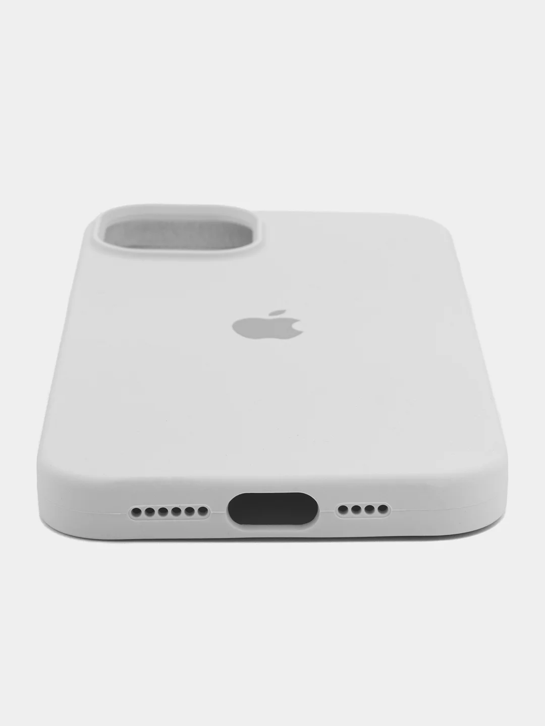 Белый чехол силиконовый Silicone Case iPhone 15 / 15 Plus / 15 Pro / 15 Pro Max, закрытый низ