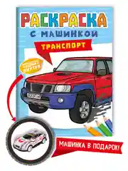 Голубой раскраска для мальчиков с машинкой в комплекте, 195х275 мм 8 листов. Проф-Пресс