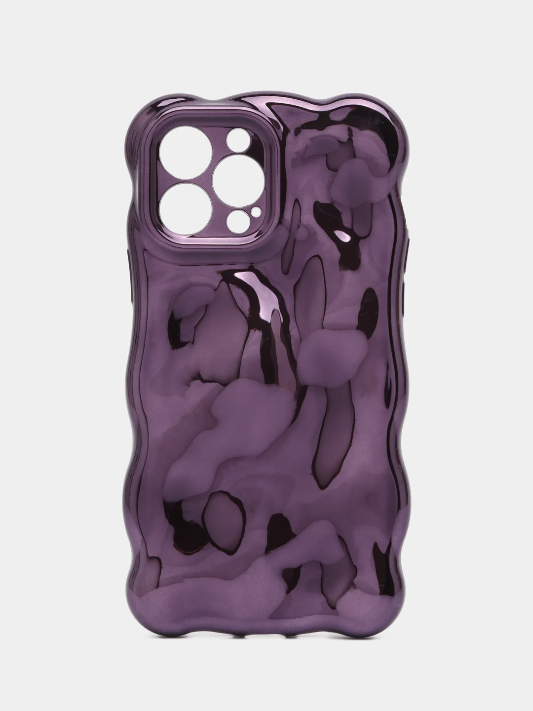 Фиолетовый чехол для айфон (iPhone) 11 12 13 14 15 16 Pro Max Plus силиконовый с защитой камеры