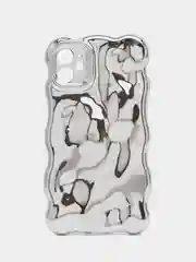 Серебряный чехол для айфон (iPhone) 11 12 13 14 15 16 Pro Max Plus силиконовый с защитой камеры