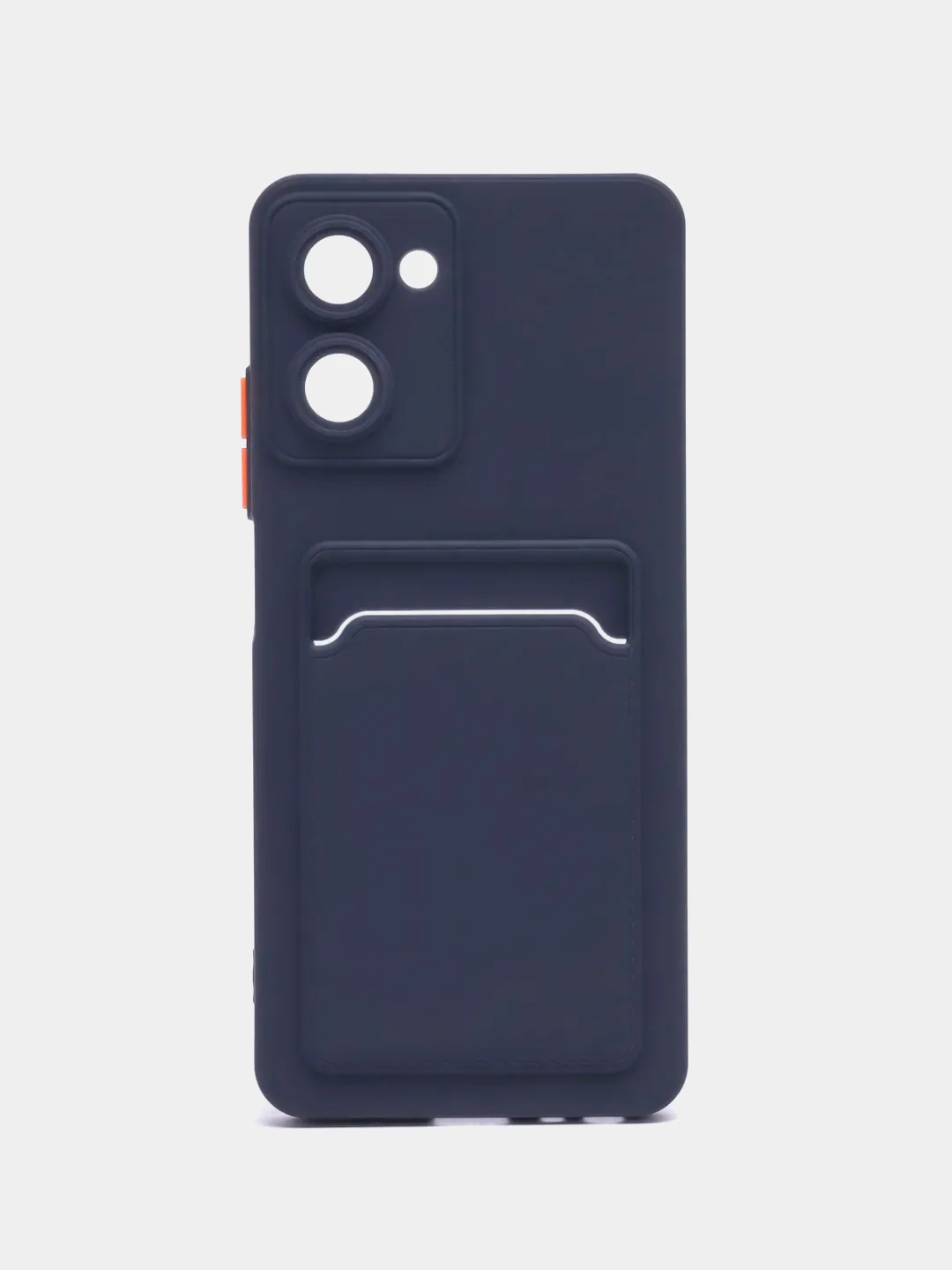 Темно-синий силиконовый чехол Realme 10 Pro 5G (Реалми 10 Про 5 Джи), с карманом для карт, прозрачный