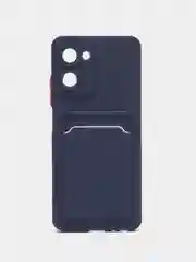 Темно-синий силиконовый чехол Realme 10 Pro 5G (Реалми 10 Про 5 Джи), с карманом для карт, прозрачный