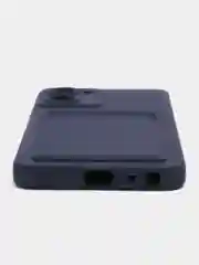 Темно-синий силиконовый чехол Realme 10 Pro 5G (Реалми 10 Про 5 Джи), с карманом для карт, прозрачный