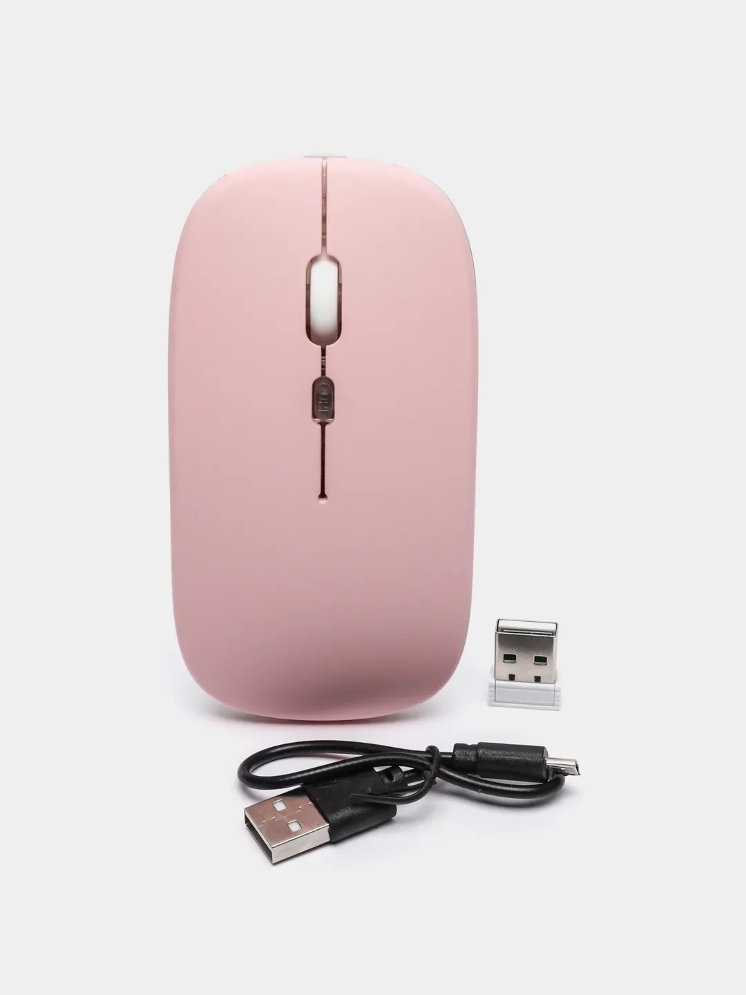 Розовый мышь компьютерная, бесшумная, беспроводная, RGB-подсветка, USB зарядка