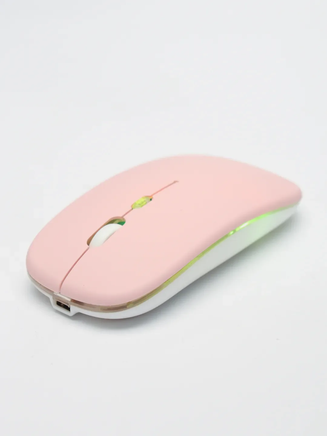 Розовый мышь компьютерная, бесшумная, беспроводная, RGB-подсветка, USB зарядка