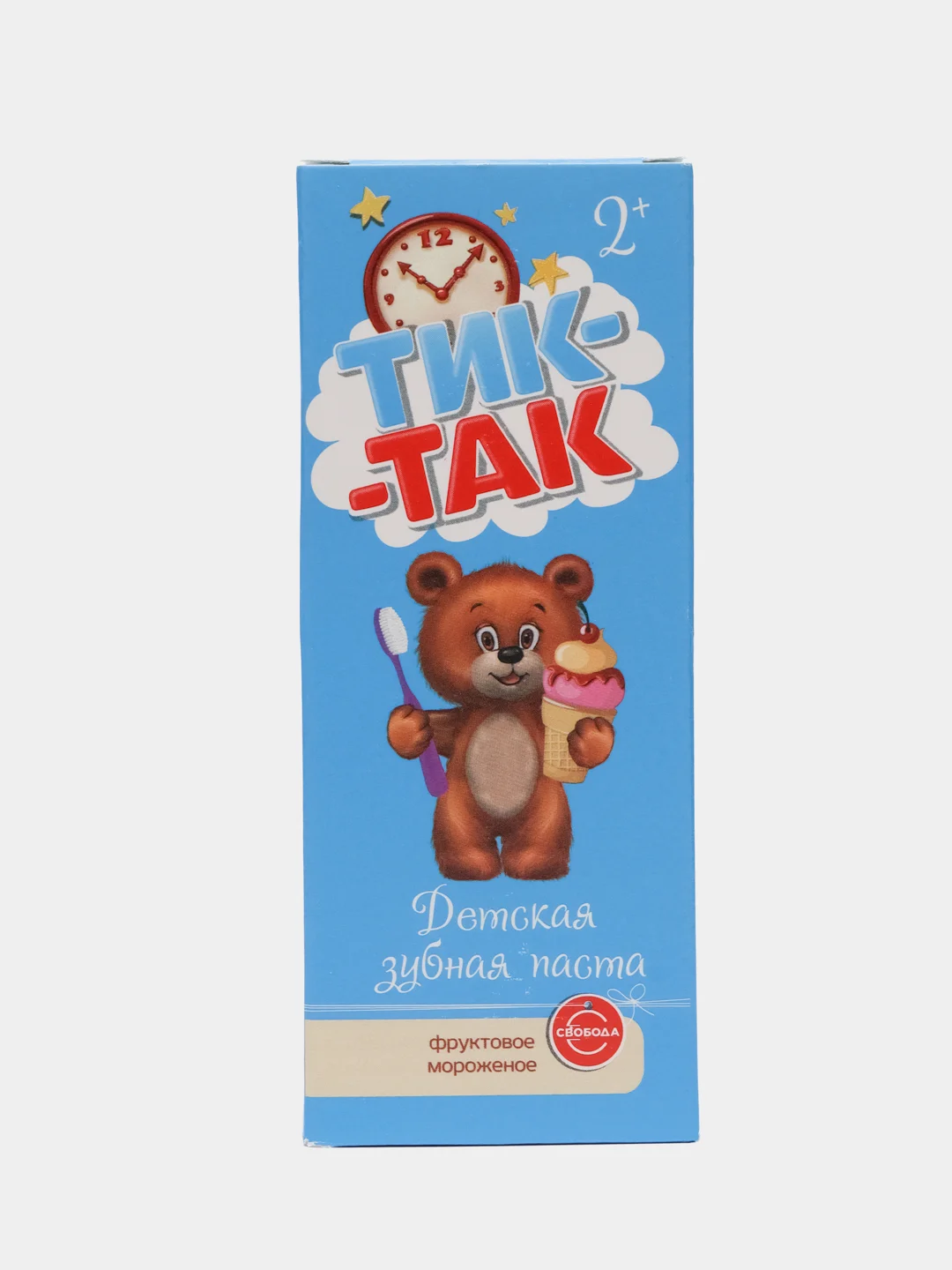 Детская зубная паста "Тик-Так" bubble gum и фруктовое мороженое 2+, 62 г