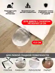 Прозрачный ограничитель для двери, стоппер напольный и настенный прозрачный из силикона