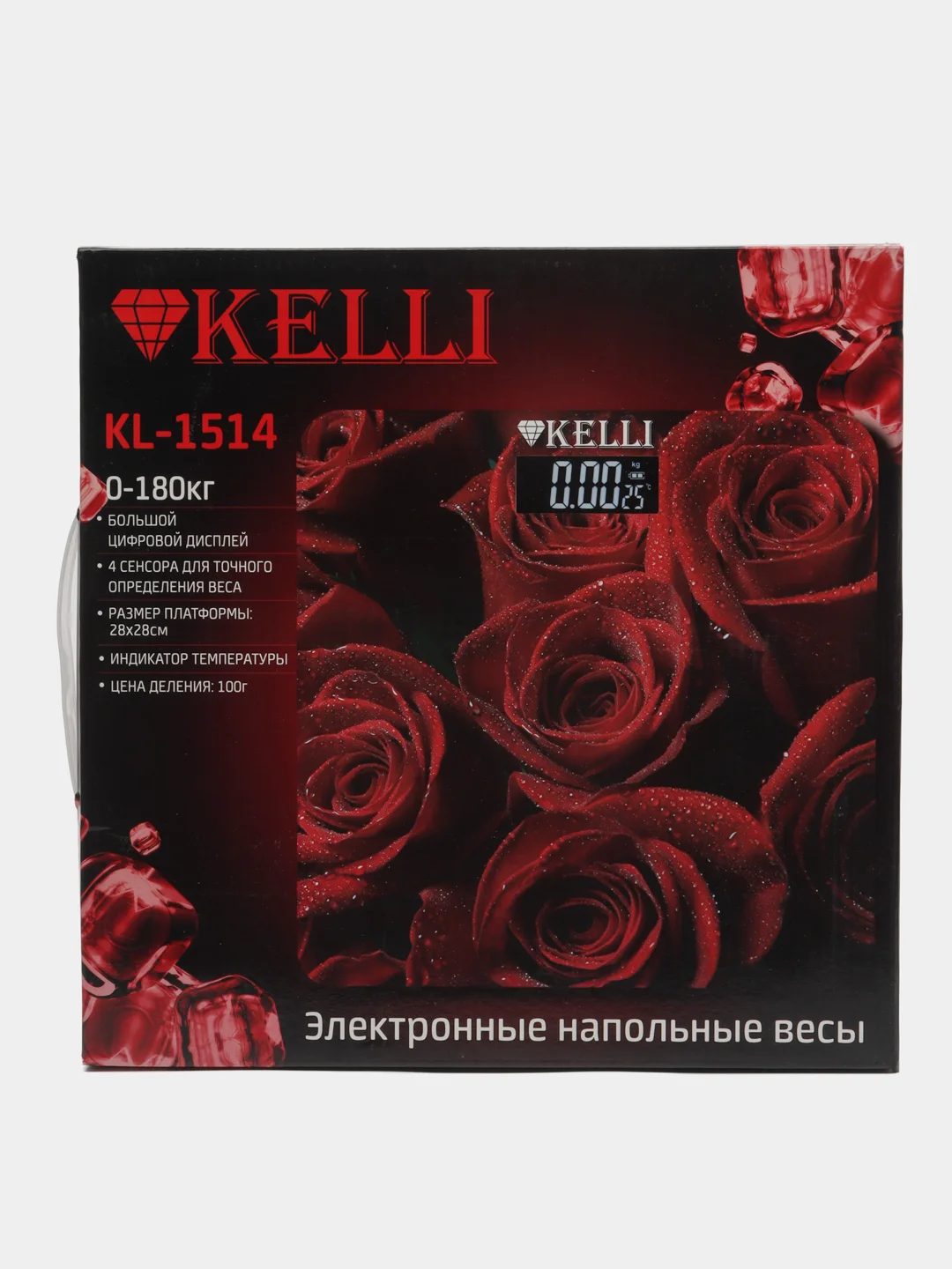 Красный весы напольные электронные KELLI KL-1511, 1512, 1513, 1514, 1520