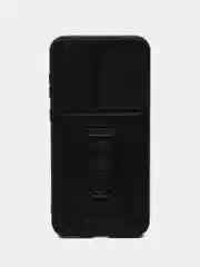 Черный чехол Samsung Galaxy A35  противоударный, с металлической подставкой кольцом