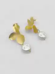 Золотой серьги женские листья с жемчугом, лепестки