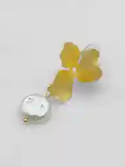 Золотой серьги женские листья с жемчугом, лепестки
