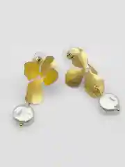 Золотой серьги женские листья с жемчугом, лепестки