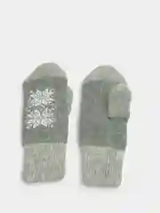 Варежки шерстяные теплые с узорами/ Варежки женские с принтом "Снежинки" зимние с рисунком
