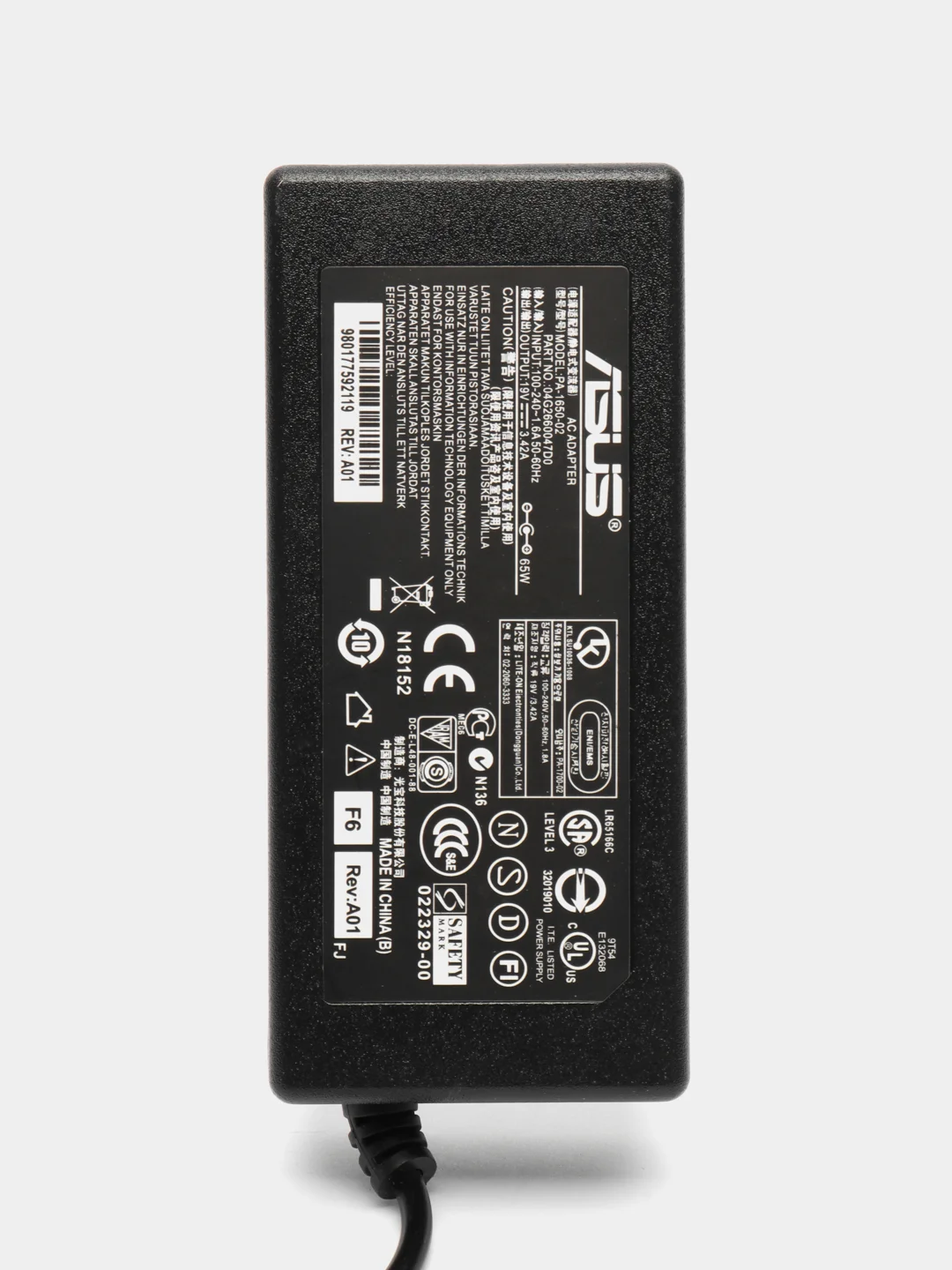 Зарядка для ноутбука (блок питания) Asus 19V 3.42A.  65W штекер 5.5x2.5