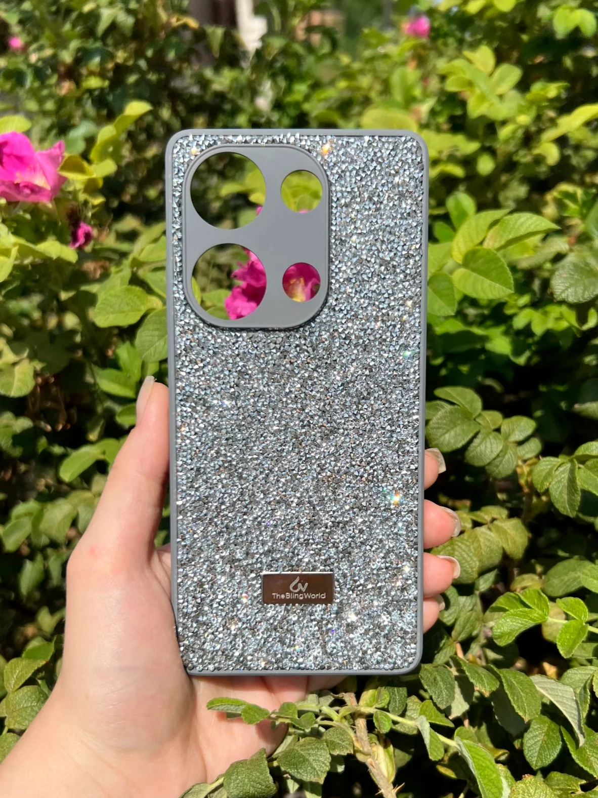 Серебряный силиконовый чехол the bling world для Xiaomi Redmi Note 13 Pro 4G и Poco M6 Pro 4G