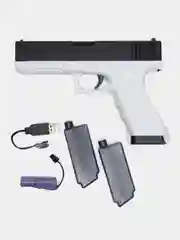 Темно-синий водный пистолет детский GLOCK WATER GUN электрический на аккумуляторе / Детский пистолет