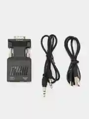 Бежевый портативный адаптер переходник конвертер HDMI - VGA